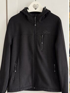 Terramar Black Hooded Softshell Fleece Jacket Size L PTP21
